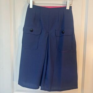 Shabby Apple Blue Midi Front Pleat Patch Pickets Midi Skirt, Size 0/2